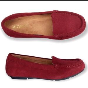 Vionic Women's Suede Moccasin Loafers in Burnt Red